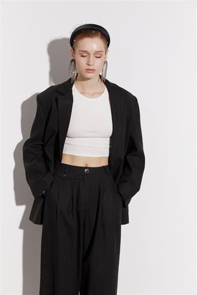 9430 KETEN CEKET SİYAH