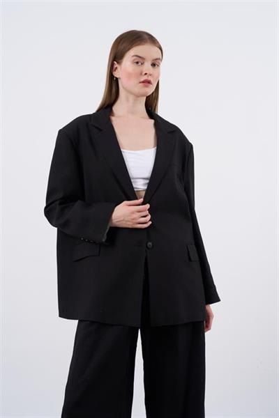 9433 KETEN CEKET SİYAH