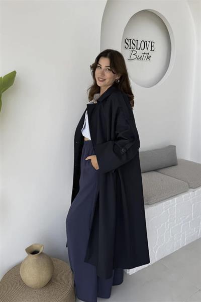 9476 POLİVİSKON TRENÇ LACİVERT