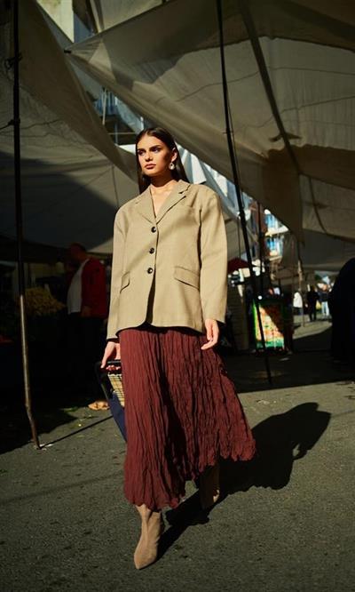 9499 PİTİKARELİ CEKET HARDAL