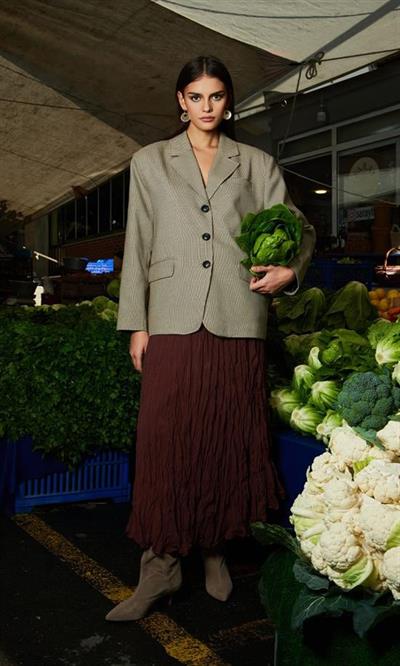 9499 PİTİKARELİ CEKET HARDAL