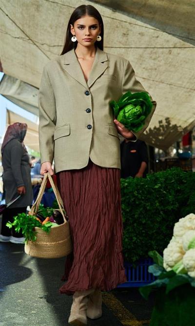 9499 PİTİKARELİ CEKET HARDAL