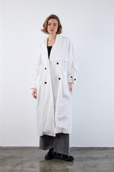 9542 UZUN TRENÇ BEYAZ