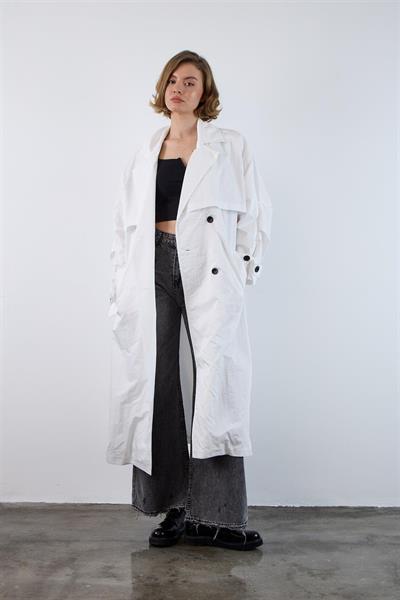 9542 UZUN TRENÇ BEYAZ