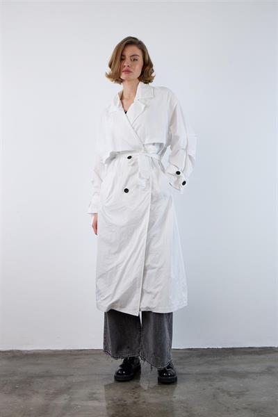 9542 UZUN TRENÇ BEYAZ