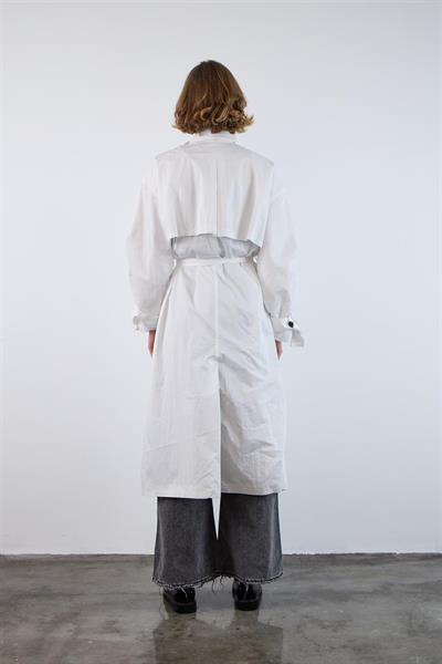 9542 UZUN TRENÇ BEYAZ