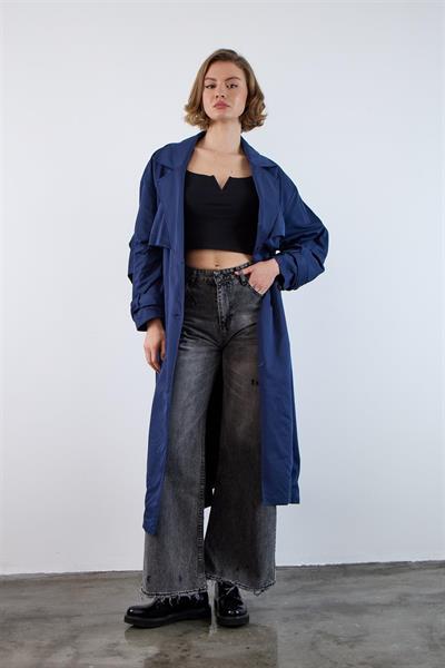 9542 UZUN TRENÇ LACİVERT