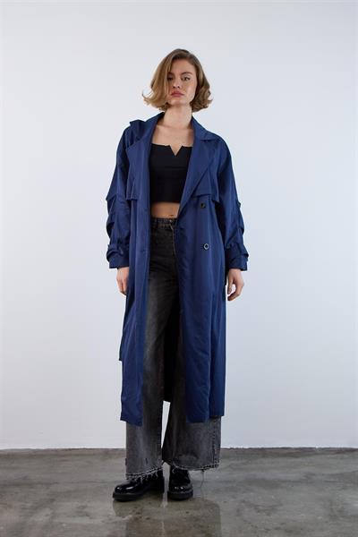 9542 UZUN TRENÇ LACİVERT