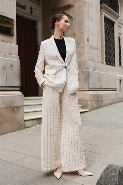 9556 CEKET PANTOLON TAKIM EKRU