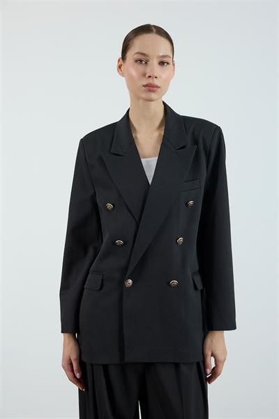 9561 POLİVİSKON KRUVAZE CEKET SİYAH