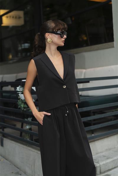 9588 YELEK PANTOLON TAKIM SİYAH