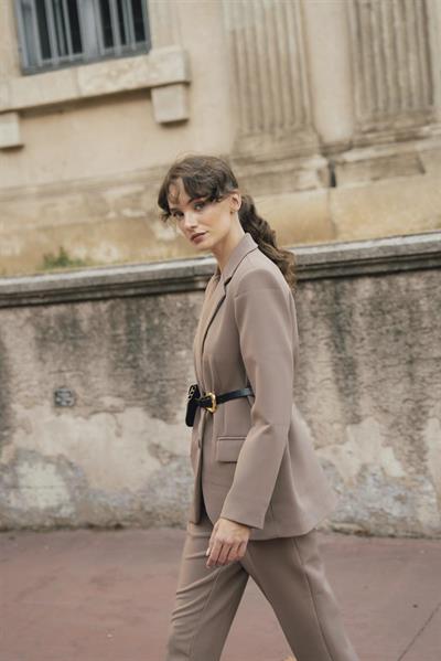 9593 KEMERLİ ATLAS CEKET AÇIK KAHVE