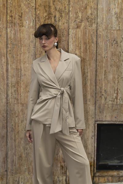 9604 YANDAN BAĞLAMALI CEKET CAMEL