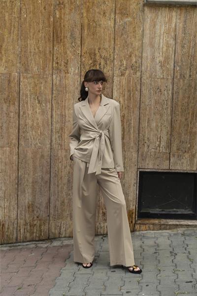 9604 YANDAN BAĞLAMALI CEKET CAMEL