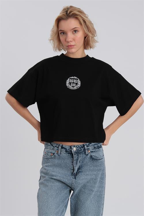 0021 HARVARD BASKILI TİŞÖRT SİYAH