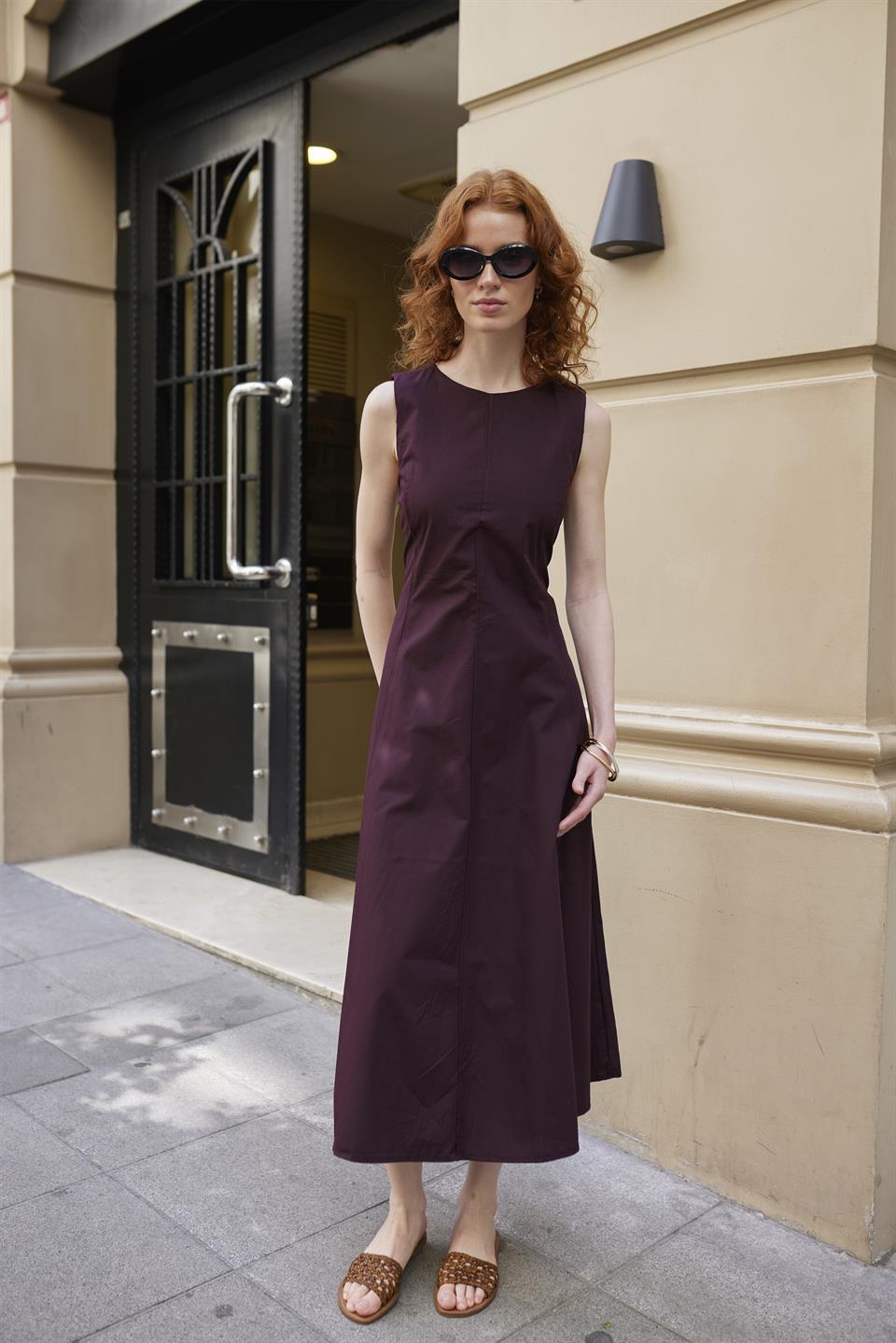 3292 PENSLİ ELBİSE MÜRDÜM