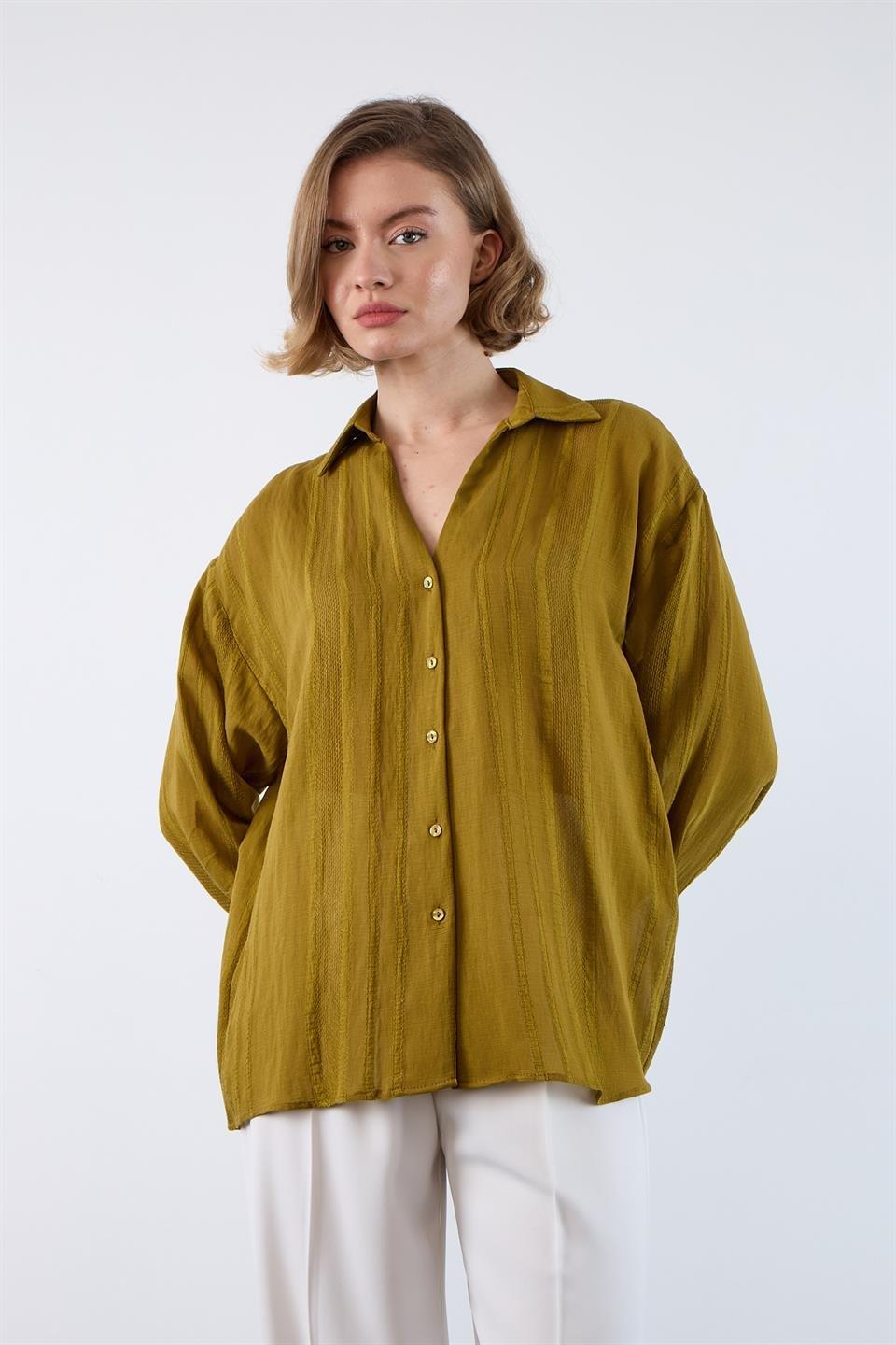 4914 TRANSPARAN GÖMLEK OLİVE