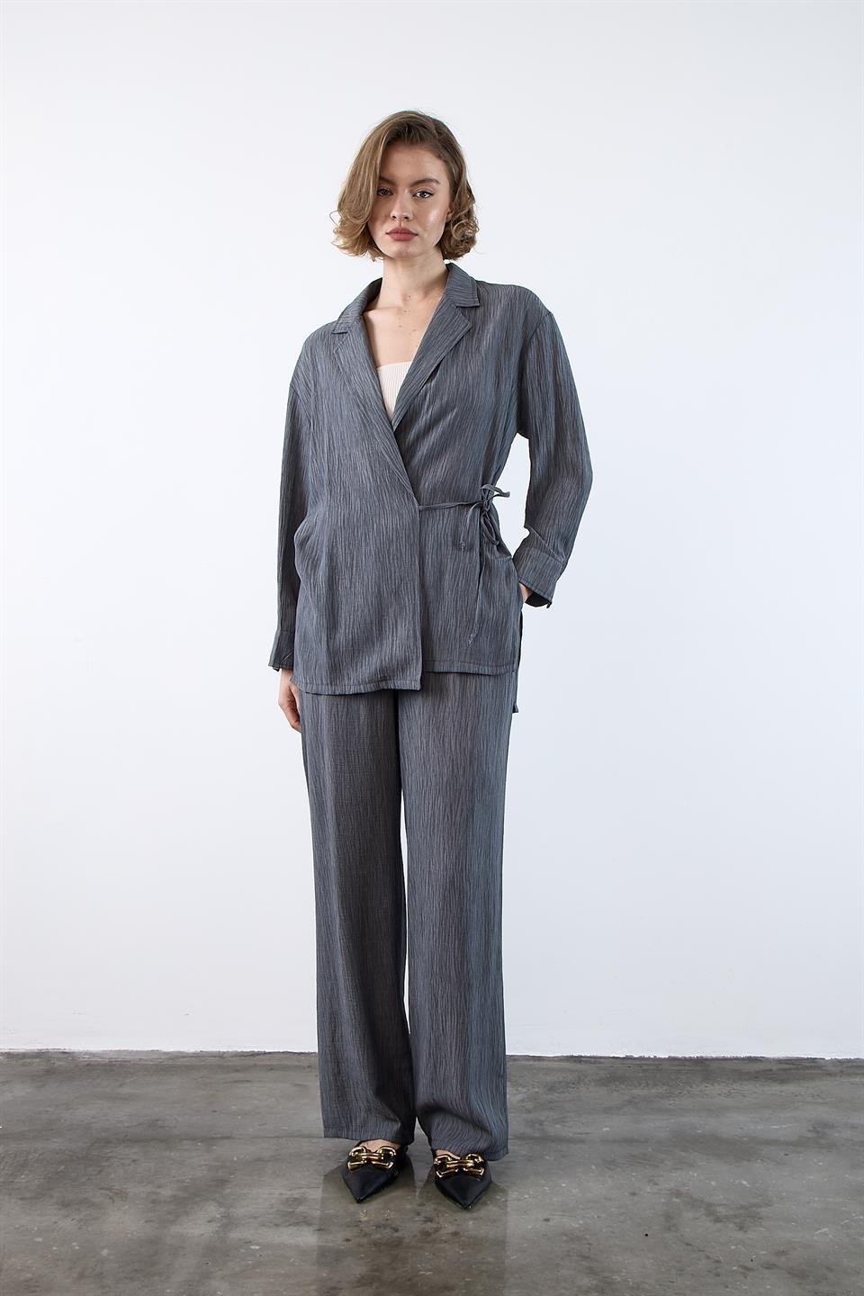 51101 BASKILI GÖMLEK PANTOLON TAKIM ANTRASİT