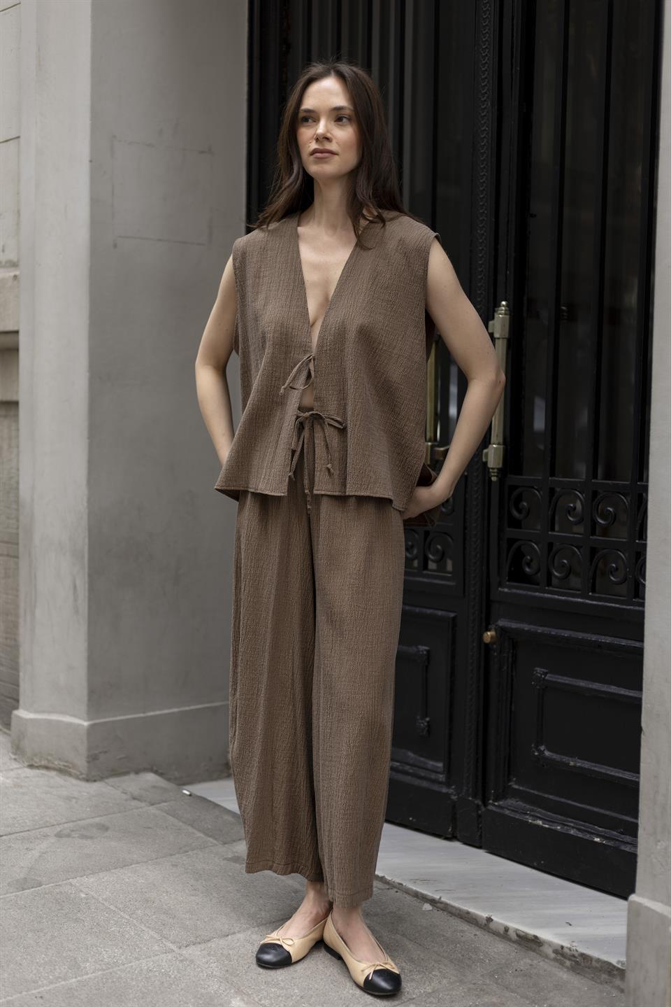 51155 YELEK PANTOLON TAKIM KAHVE