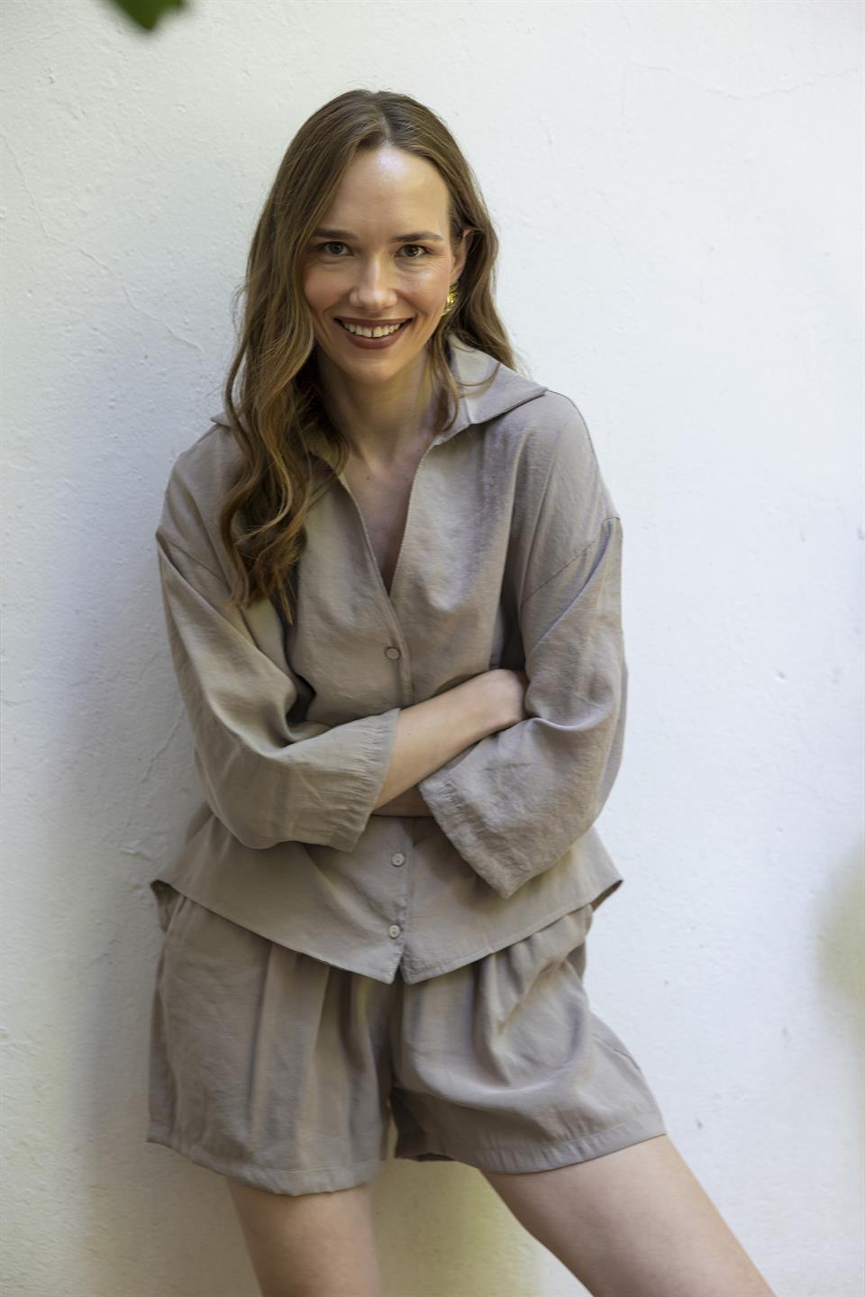 51161 GÖMLEK ŞORT TAKIM VİZON