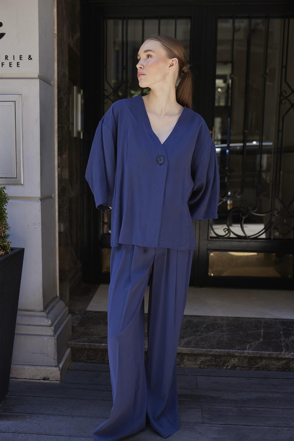 51173 BLUZ PANTOLON TAKIM LACİVERT