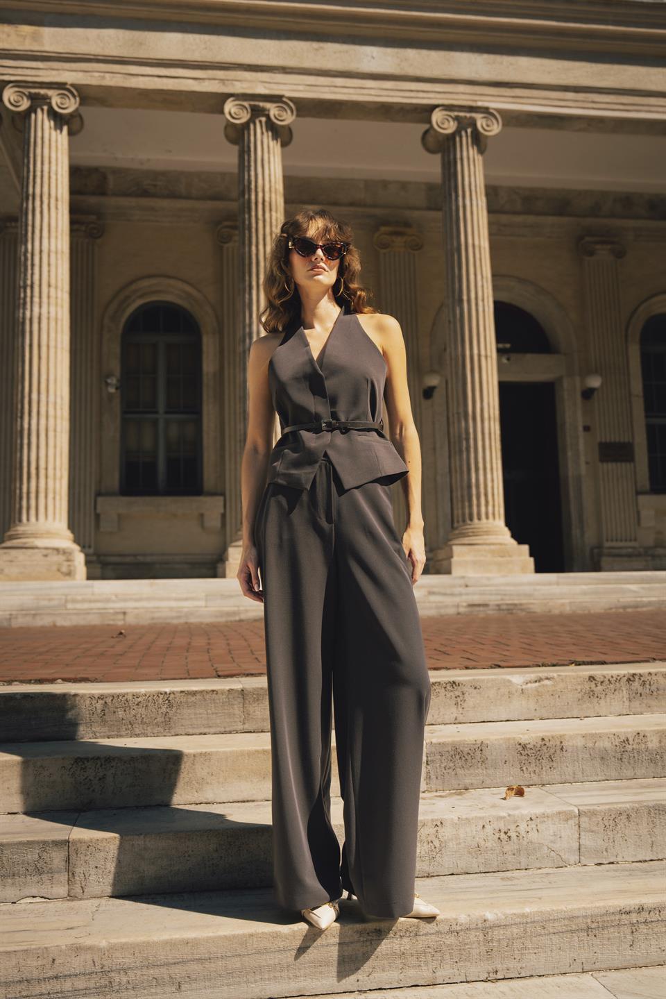 9600 YELEK PANTOLON TAKIM KOYU KAHVE