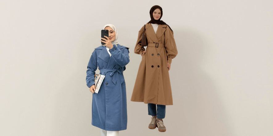Trençkot ile Zamansız Tesettür Kombinleri