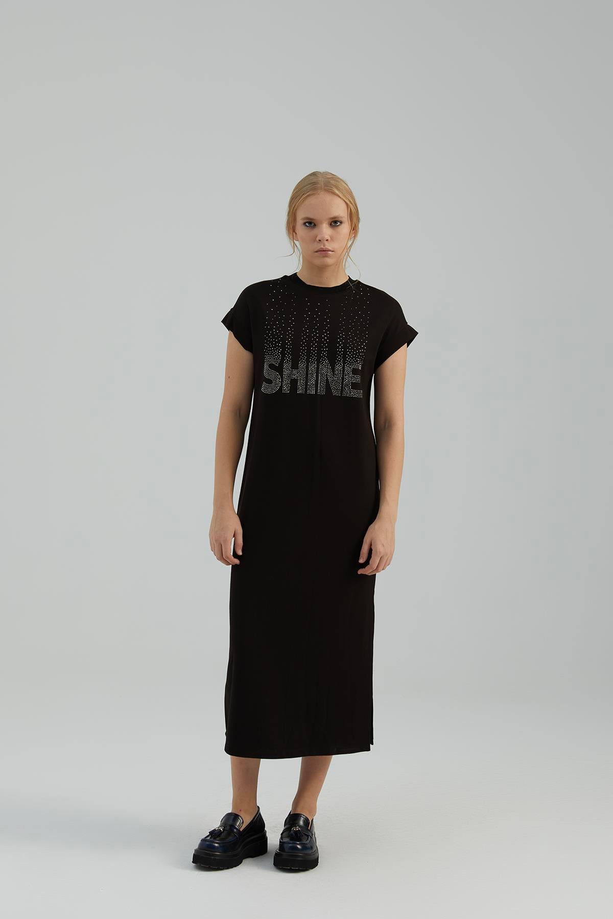 QUCA 1509 ELBİSE SİYAH