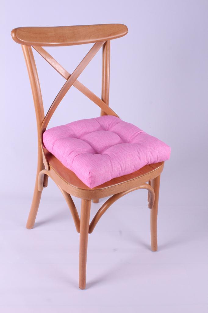 Altınpamuk Lina Pofidik Pembe Sandalye Minderi Özel Dikişli Bağcıklı 40x40cm