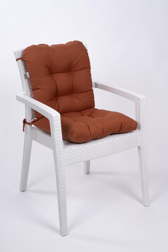 Altınpamuk Neva Pofidik Kiremit Arkalıklı Sandalye minderi özel dikişli bağcıklı 44x94 cm 