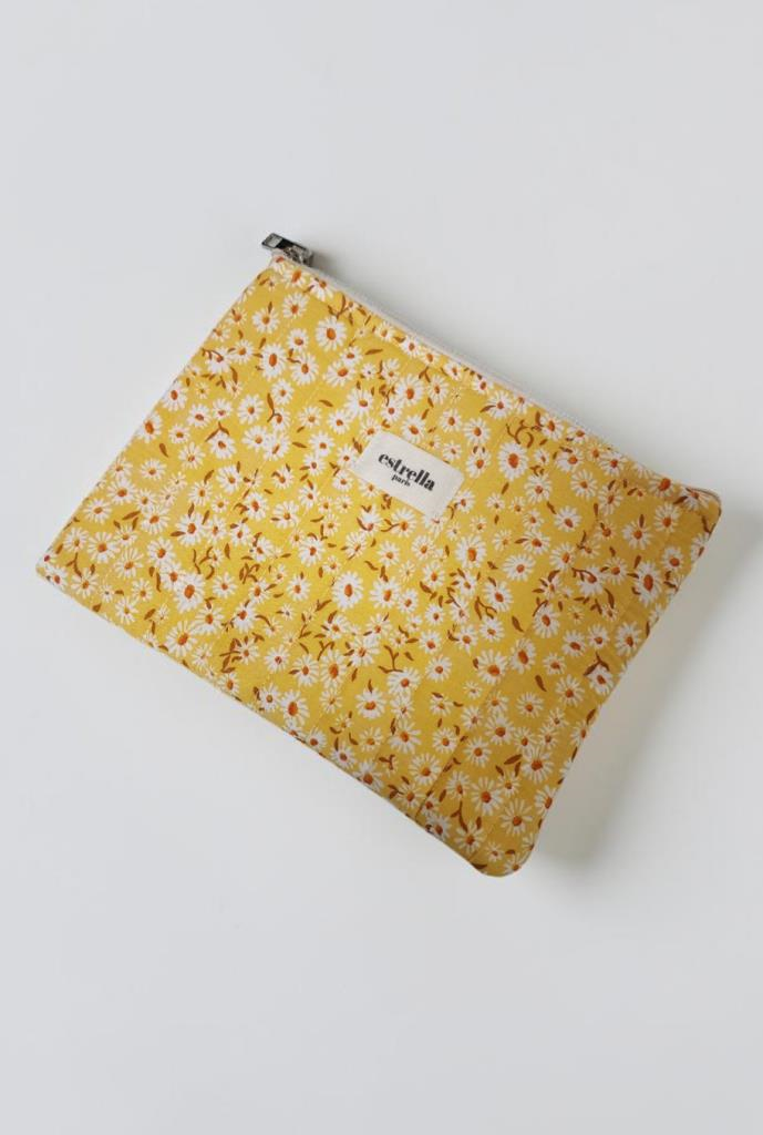 Bloom Portföy & Clutch EL Çantası tablet çantası makyaj çantası papatya SARI 25 x 19 cm
