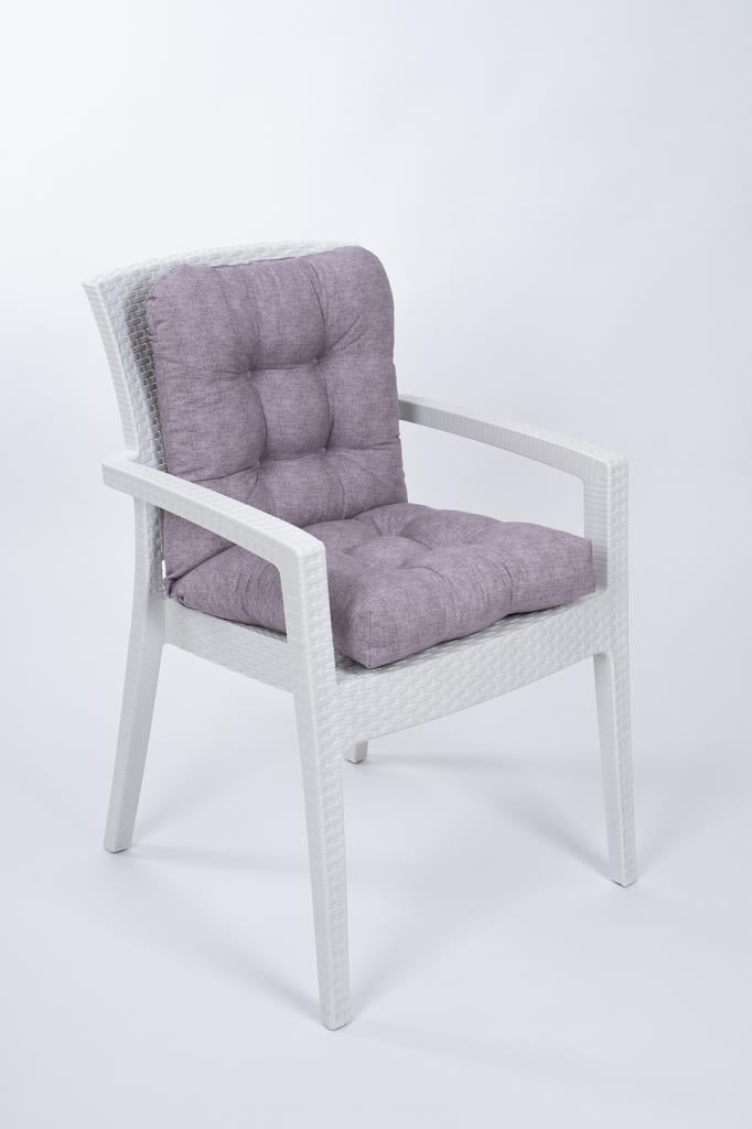 Candy Pofidik Arkalıklı Lila Sandalye Minderi Özel Dikişli Bağcıklı 43x88 Cm