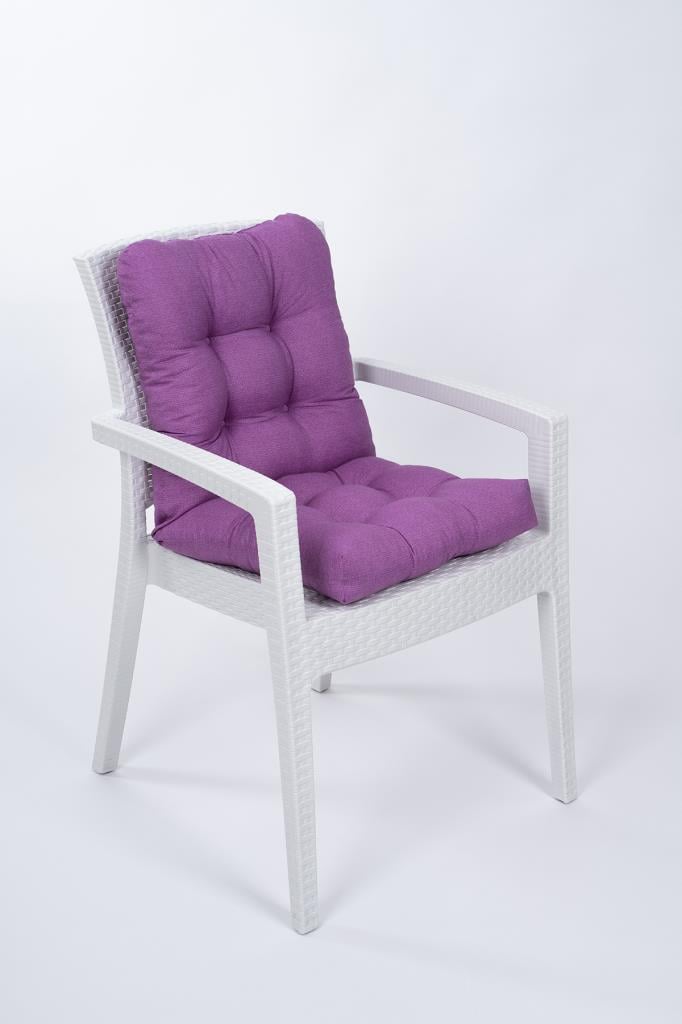 Candy Pofidik Arkalıklı Mor Sandalye Minderi Özel Dikişli Bağcıklı 43x88 Cm