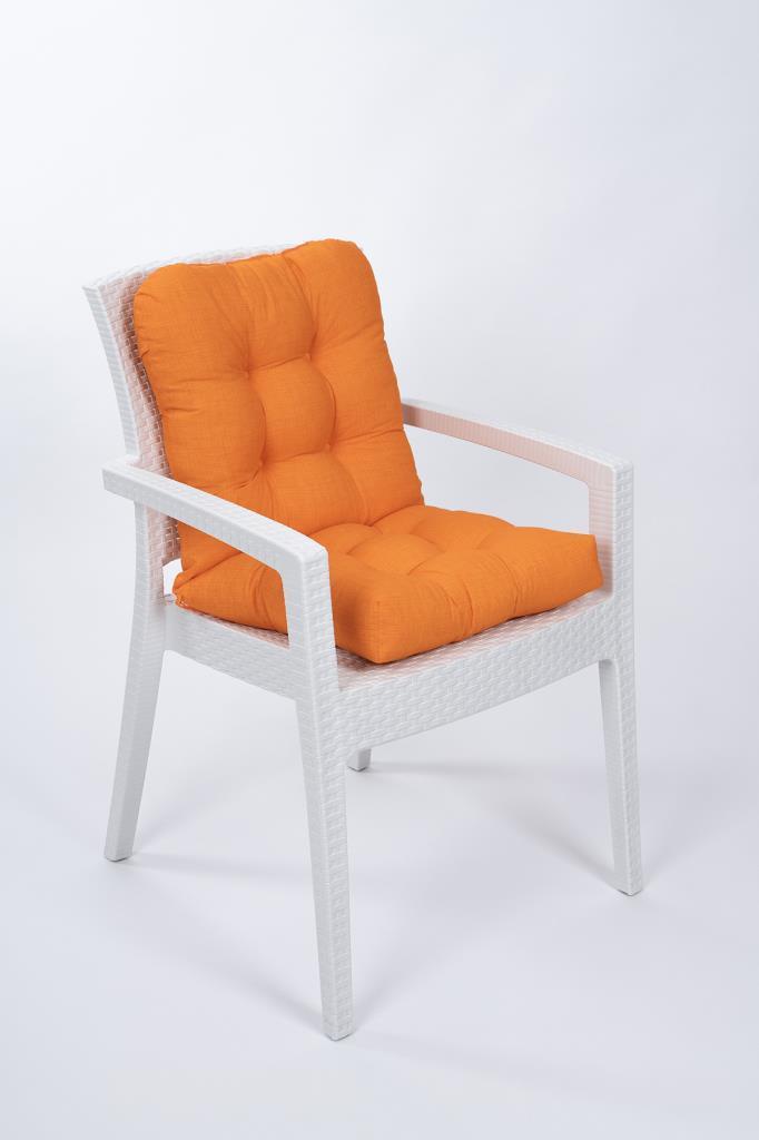 Candy Pofidik Arkalıklı Turuncu Sandalye Minderi Özel Dikişli Bağcıklı 43x88 Cm