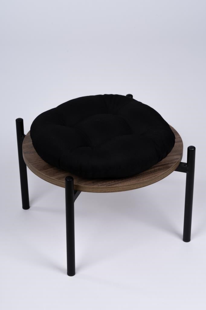 Defne Yuvarlak Sandalye-Tabure Minderi 37 cm siyah