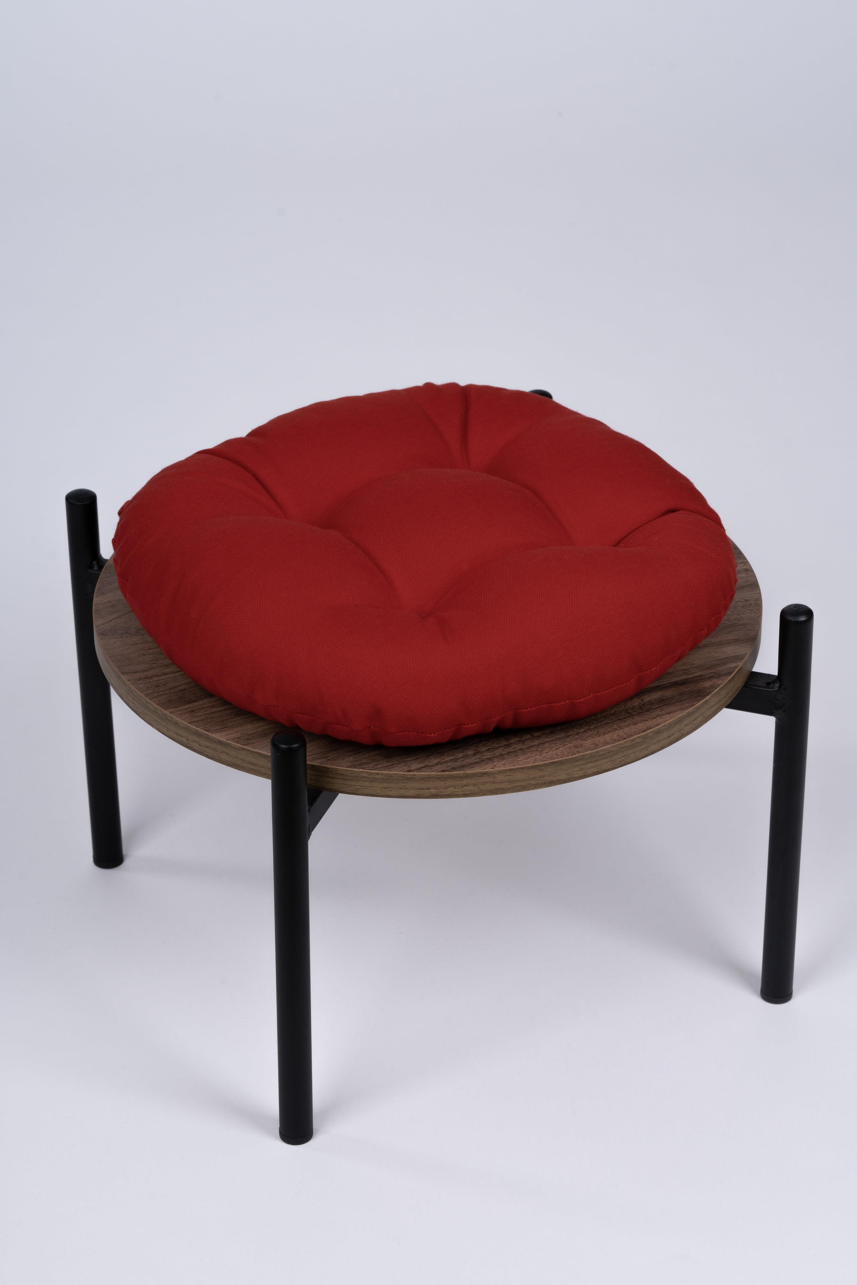 Defne Yuvarlak Sandalye-Tabure Minderi 37 cm kırmızı