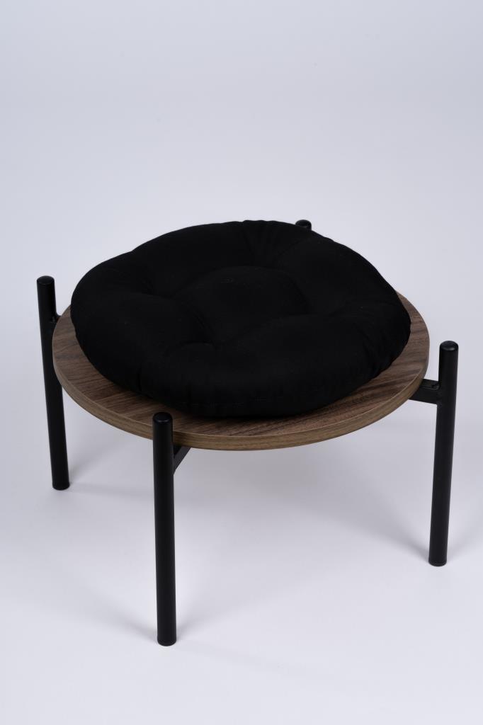 Defne Yuvarlak Sandalye-Tabure Minderi 37 cm siyah