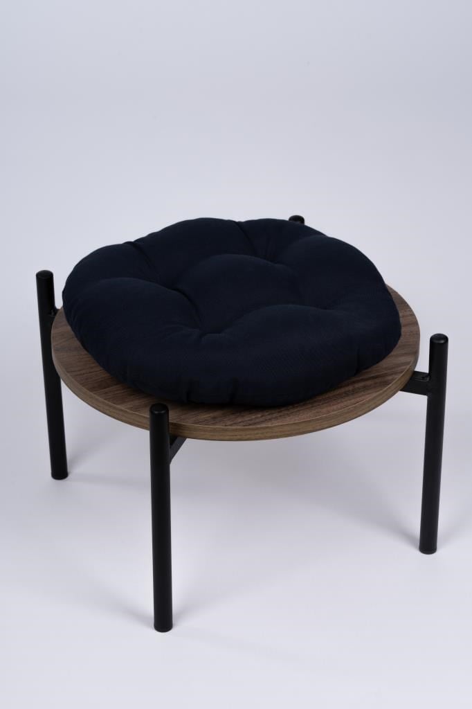 Defne Yuvarlak Sandalye-Tabure Minderi 37 cm siyah