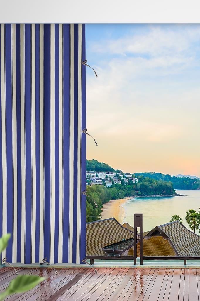 Her ölçüde ENXBOY Seçenekli Bağcıklı Balkon Perdesi-Balkon Brandası Mavi beyaz