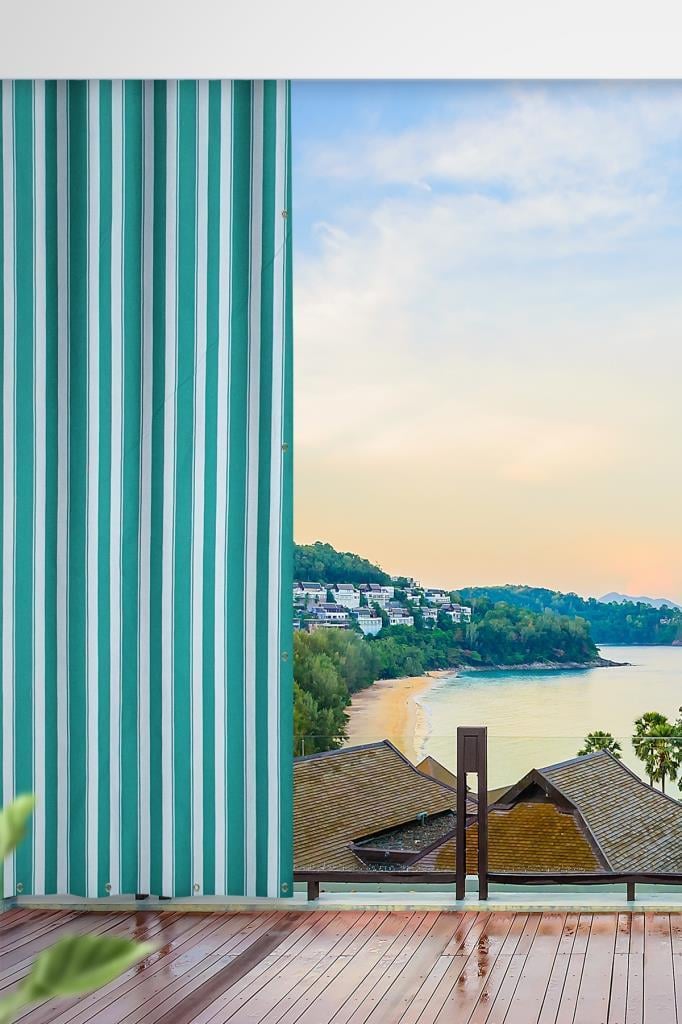 Her ölçüde ENXBOY Seçenekli Kuşgözlü Balkon Perdesi-Balkon Brandası yeşil beyaz