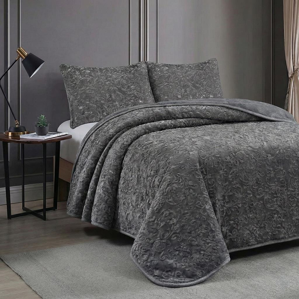 Soft Battaniye Çift Kişilik 220 x 240 Antrasit Yastık kılıfı hediyeli