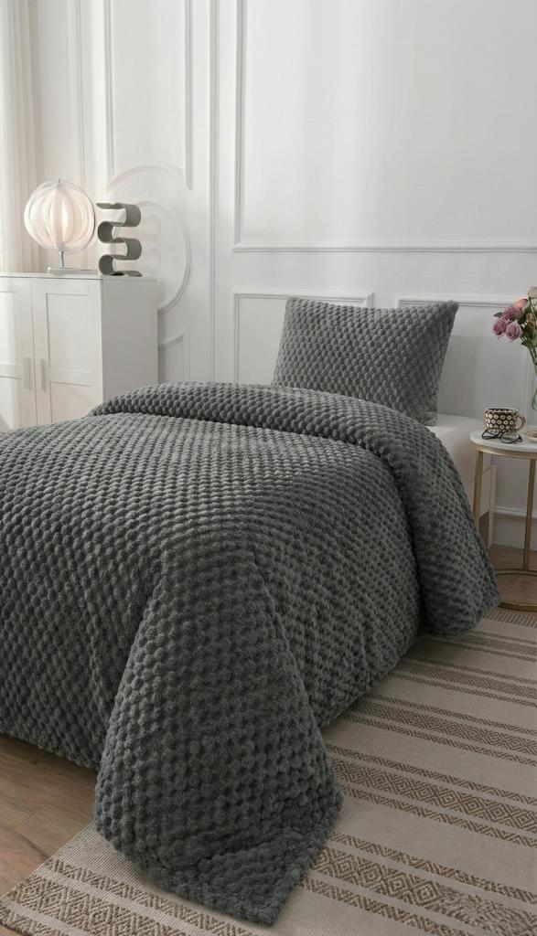 SOFT ÇİZGİ TEK Kişilik Yatak örtüsü 180x240 GRİ