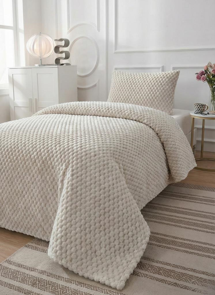 SOFT ÇİZGİ TEK Kişilik Yatak örtüsü 180x240 KREM