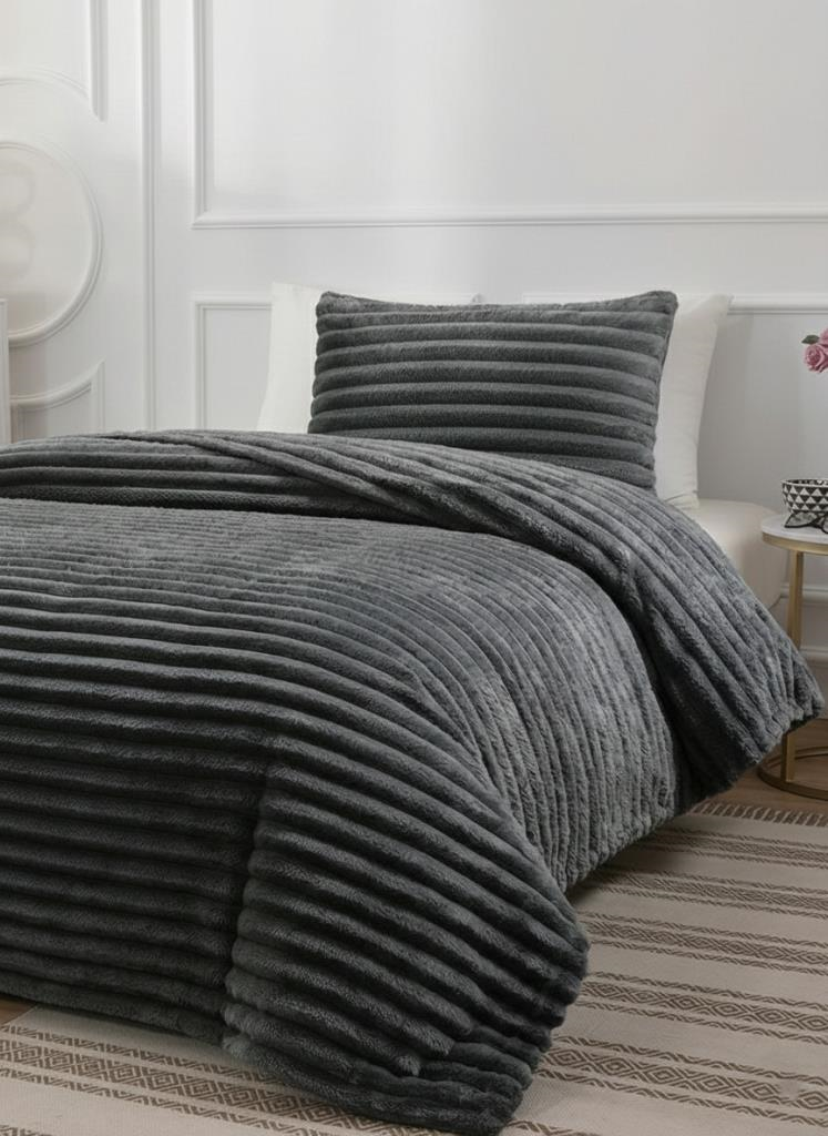 SOFT ÇİZGİ TEK Kişilik Yatak örtüsü 180x240 ANTRASİT
