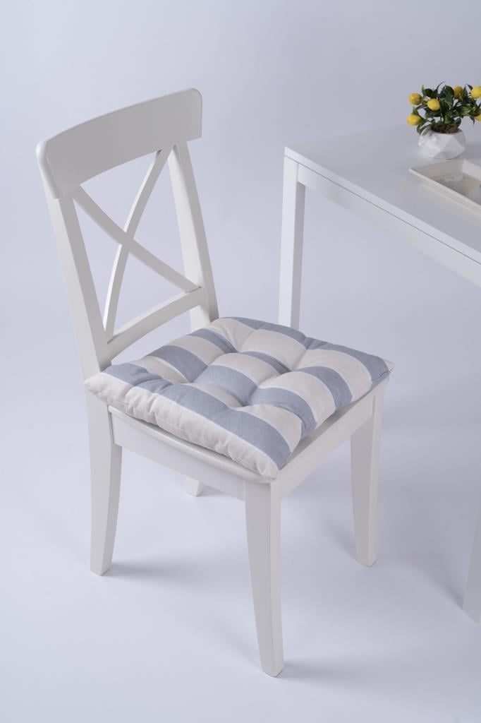 Altınpamuk Beta Pofidik Gri Krem Sandalye Minderi Bağcıklı 40x40cm