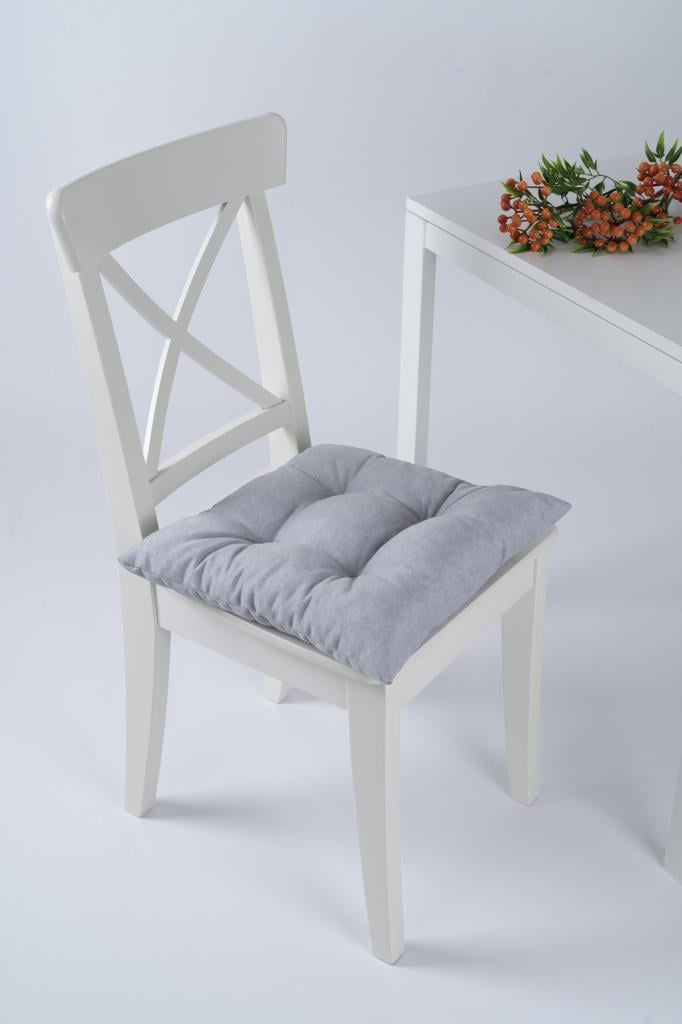 Altınpamuk Beta Pofidik Gri Sandalye Minderi Bağcıklı 40x40cm