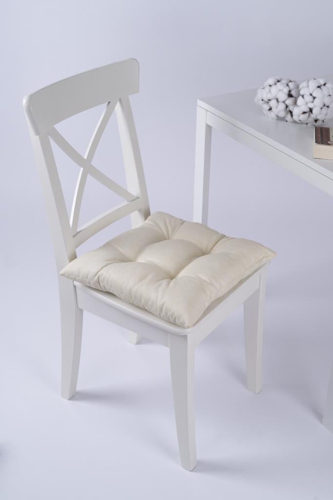 Altınpamuk Beta Pofidik Krem Sandalye Minderi Bağcıklı 40x40cm