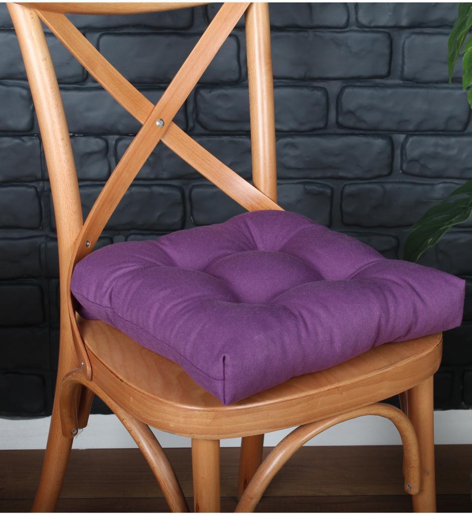 Altınpamuk GOLD Pofidik Mor Sandalye Minderi Özel Dikişli Bağcıklı 40x40cm