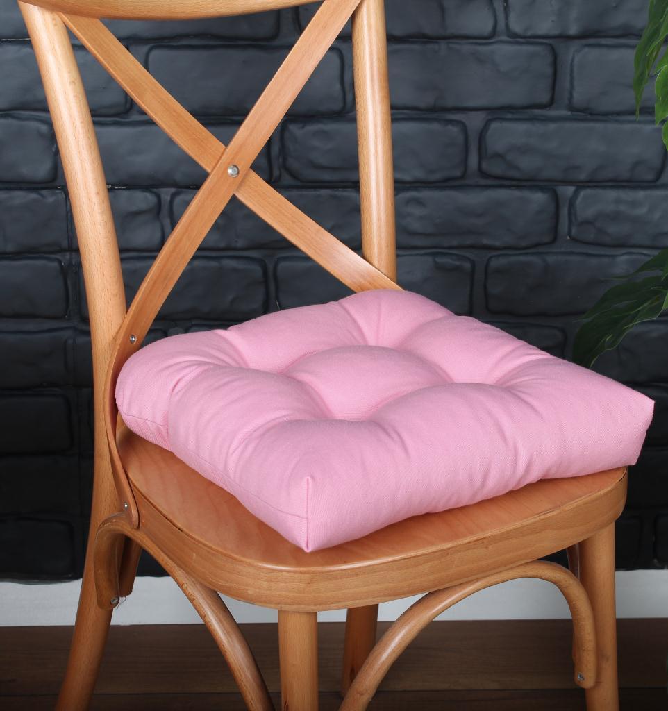 Altınpamuk GOLD Pofidik Pembe Sandalye Minderi Özel Dikişli Bağcıklı 40x40cm