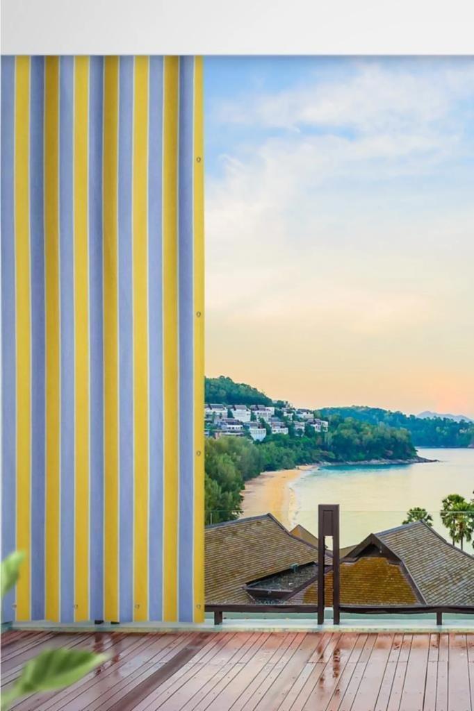Altınpamuk Her ölçüde ENXBOY Seçenekli Kuşgözlü Balkon Perdesi-SARI GRİ-